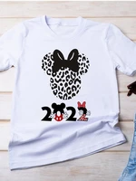 disney t shirt 2022 women new cool trendy white leopard minnie head t shirt all match popular disney brand hot sell tshirt comfy