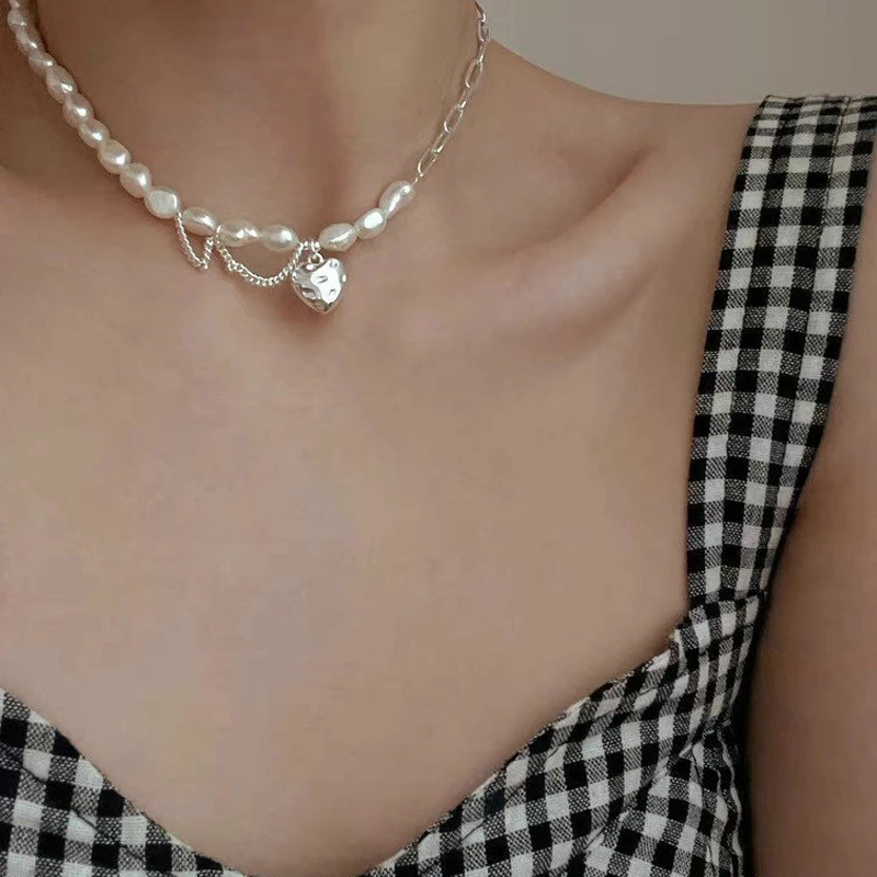 

Heart Pendants pearl necklace For Women Neck Chain Luxury Jewelry Trend 2022 Wholesale Female Personalized Gift Free Shipping