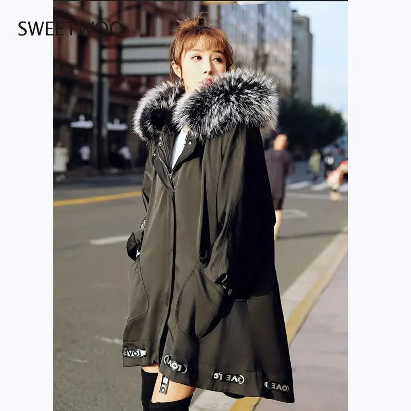 Parka Women 2021 Autumn and Winter New Mid-Length Detachable Real Rabbit Fur Liner Fashion Profile Fur Coat for Women Contracted