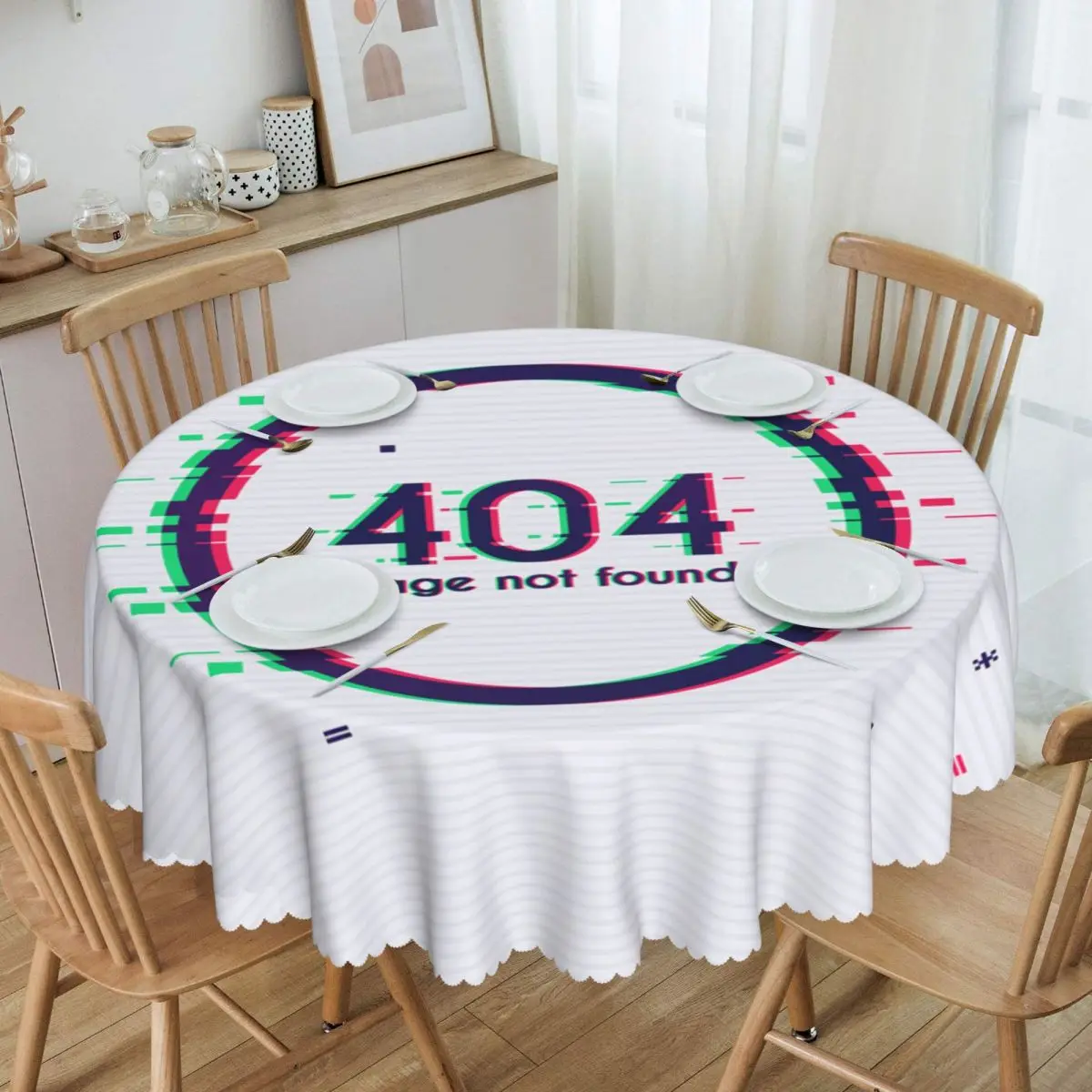 

Round 404 Error Glitch Effect Table Cloth Waterproof Tablecloth 60 inches Table Cover for Kitchen Dinning