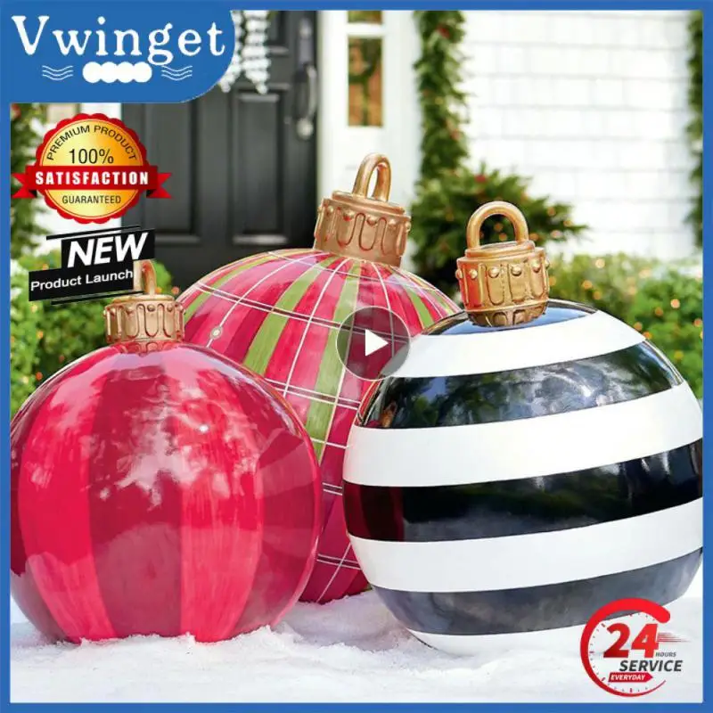 

60CM Christmas Inflatable Decorated Balls Christmas Spheres Outdoor PVC Christmas Decoration Toy Ball Navidad Tree Decorations