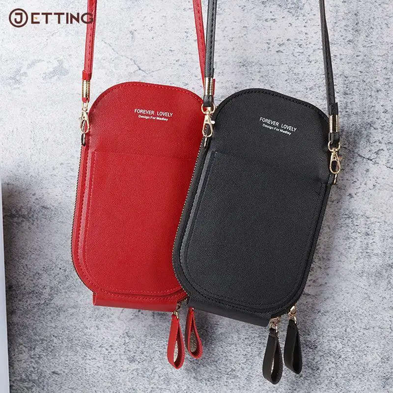 

Small Leather Bags For Women Solid Fashion Touch Screen Shoulder Messenger Bag Mobile Phone Purses And Handbags Female Satchels