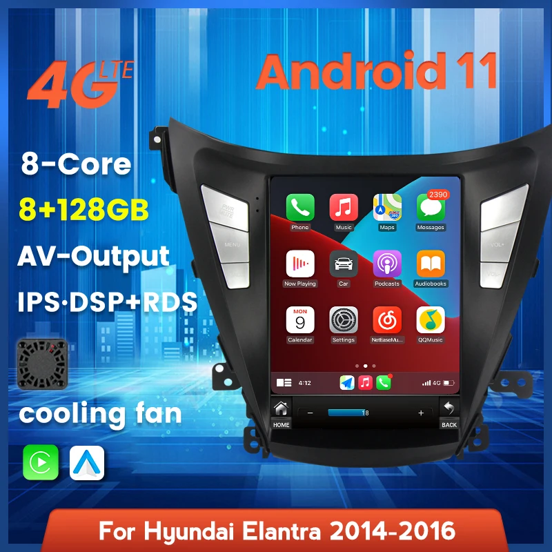 

DSP Carplay большой экран 8 + 128 ГБ Android 11 автомобильный мультимедийный плеер для Hyundai Elantra 2011 2013 2016 радио автомобильное стерео головное устройство