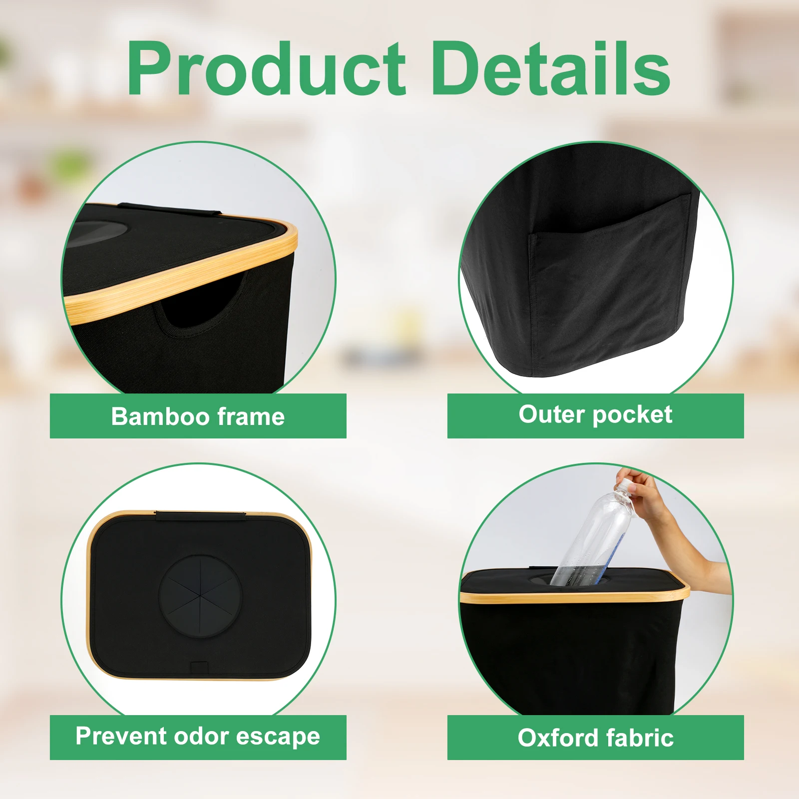 Контейнер для переработки 28 галлонов кухни складной Кухонный с крышкой и