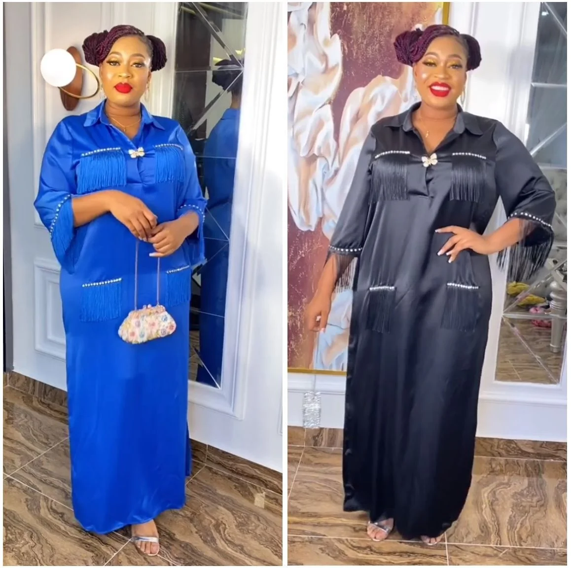 Women's 2023 New Bright Silk Smooth Satin Loose And Comfort Large Dress Butterfly Plus Size Dresses Long Casual Summer Clothes