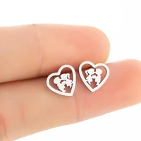tulx stainless steel love heart stud earrings for women romantic couple girl boy kissing earring valentines day jewelry