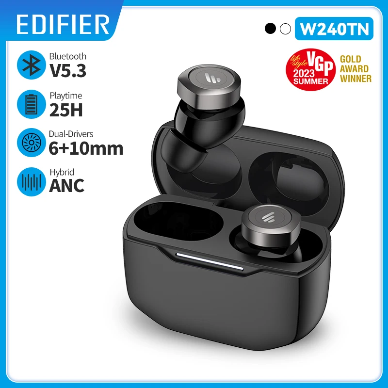 

Edifier W240TN ANC True Wireless Earbuds Bluetooth Earphone Dual Dynamic Drivers Up to 25hours Playback Bluetooth V5.3 EQ Adjust
