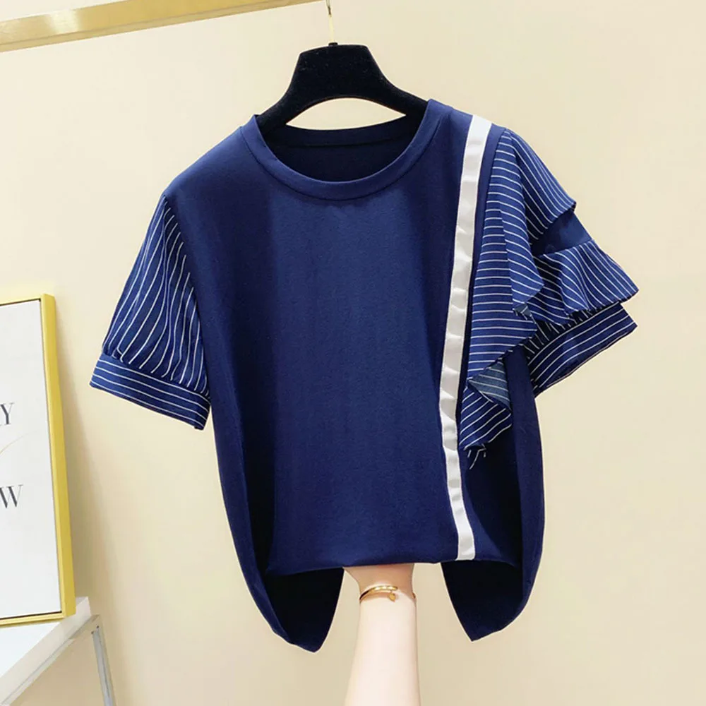 Новинка 2022 женская одежда футболки летние топы с коротким рукавом асимметричные