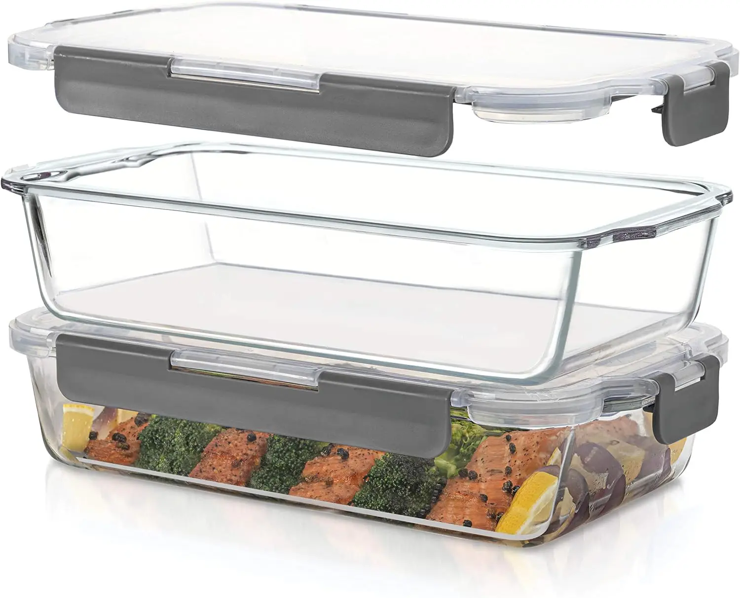 

Glass Casserole Dish with lid - 2-Piece Glass Bakeware And Glass Food-Storage Set - 100% Leakproof Casserole Dish set with Hinge
