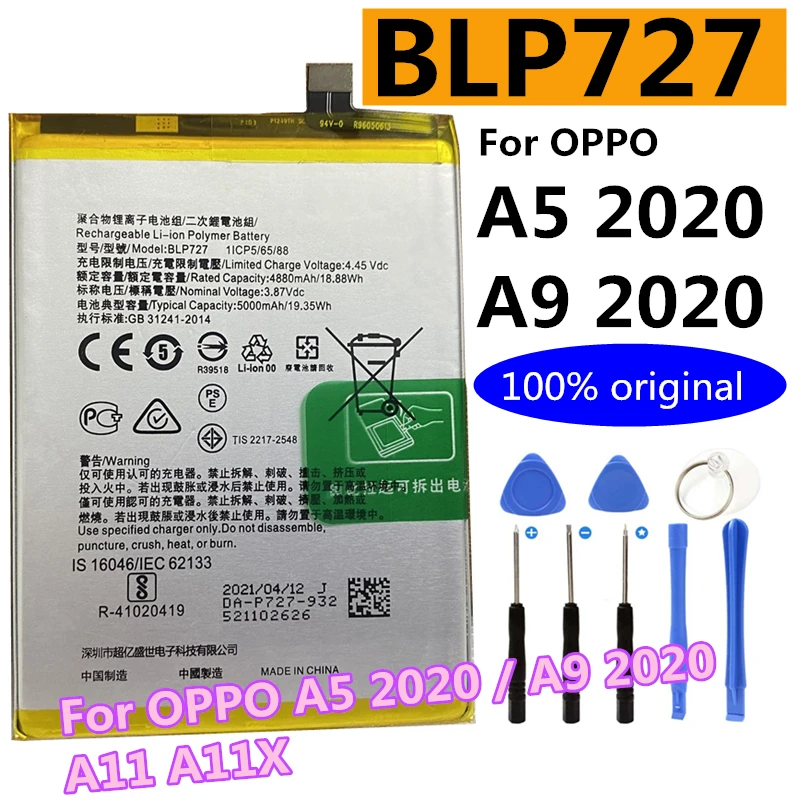 

New Original High Quality BLP727 5000mAh Battery For Oppo A5 2020 / A9 2020 A11 A11X Batteries