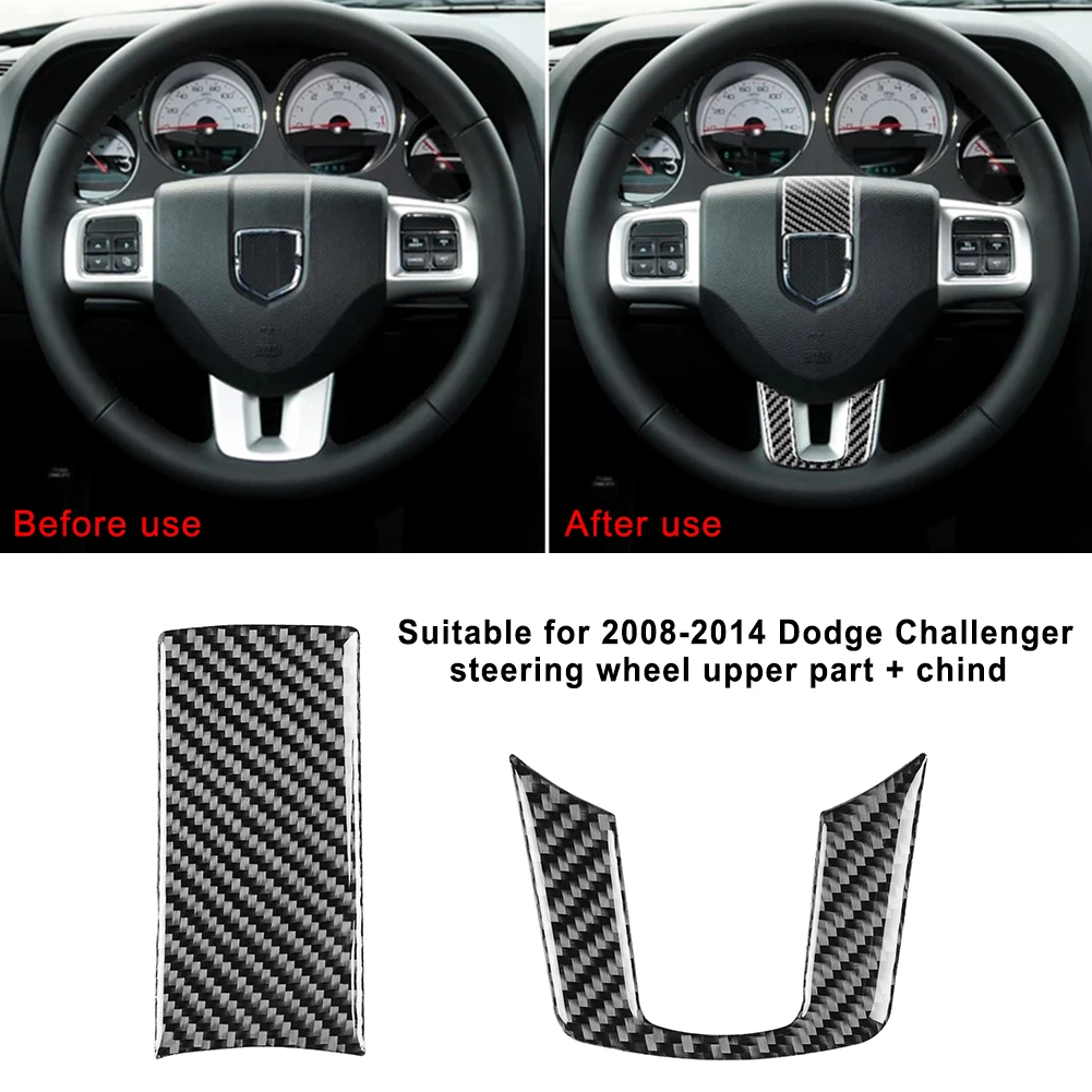 

Автомобильная наклейка на руль, 2 шт., подходит для Dodge challenger 2011-2014, верхняя часть + нижняя часть панели, автомобильные аксессуары из углеродно...