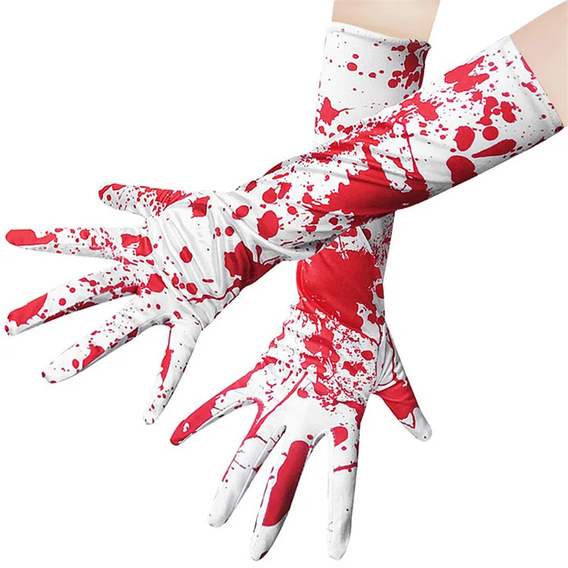 

Halloween Blood Gloves Cosplay Costumes Dress Up Gloves Blood Drop Horror Blood Ghost Hand Theme Party Supplies Long Gloves
