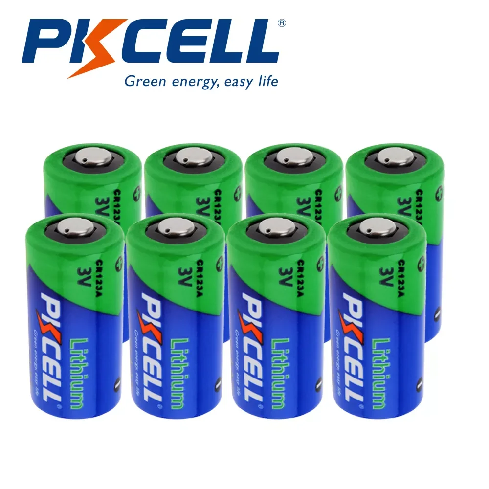 

NEW2023 8Pcs Pkcell cr123a 3V Lithium Li- MnO2 Battery Equal CR123 123A CR17345 KL23a VL123A DL123A 5018LC 1500mah For Medical e
