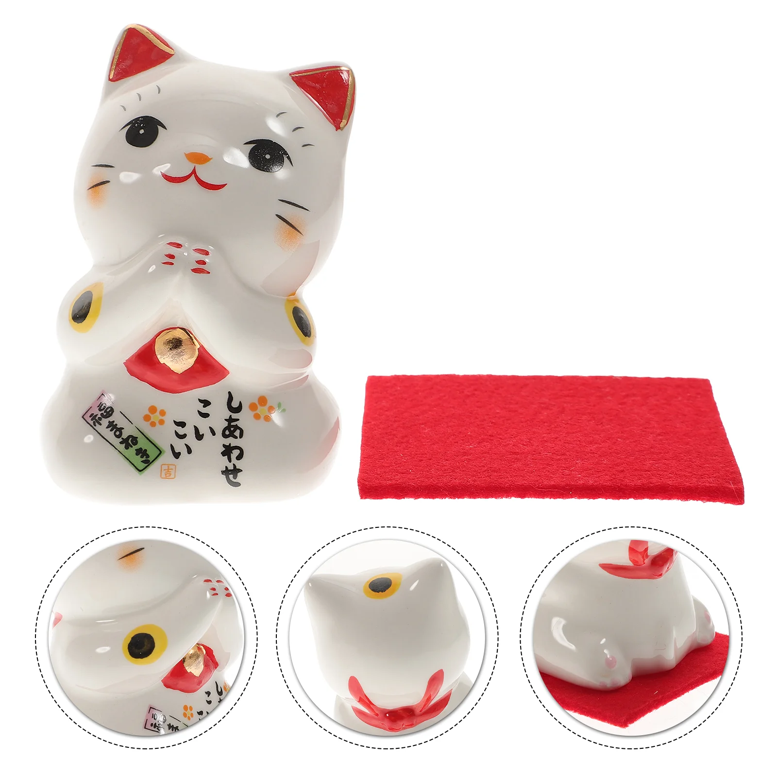 

Cat Lucky Fortune Japanese Statue Neko Maneki Figurine Good Ceramic Luck Ornament Figurines Decor Car Shui Feng Waving Animal