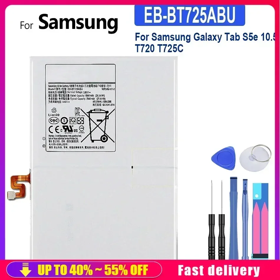 EB-BT725ABU Перезаряжаемая батарея для планшета 7040 мАч Samsung Galaxy Tab S5e 10 5 T720 T725C