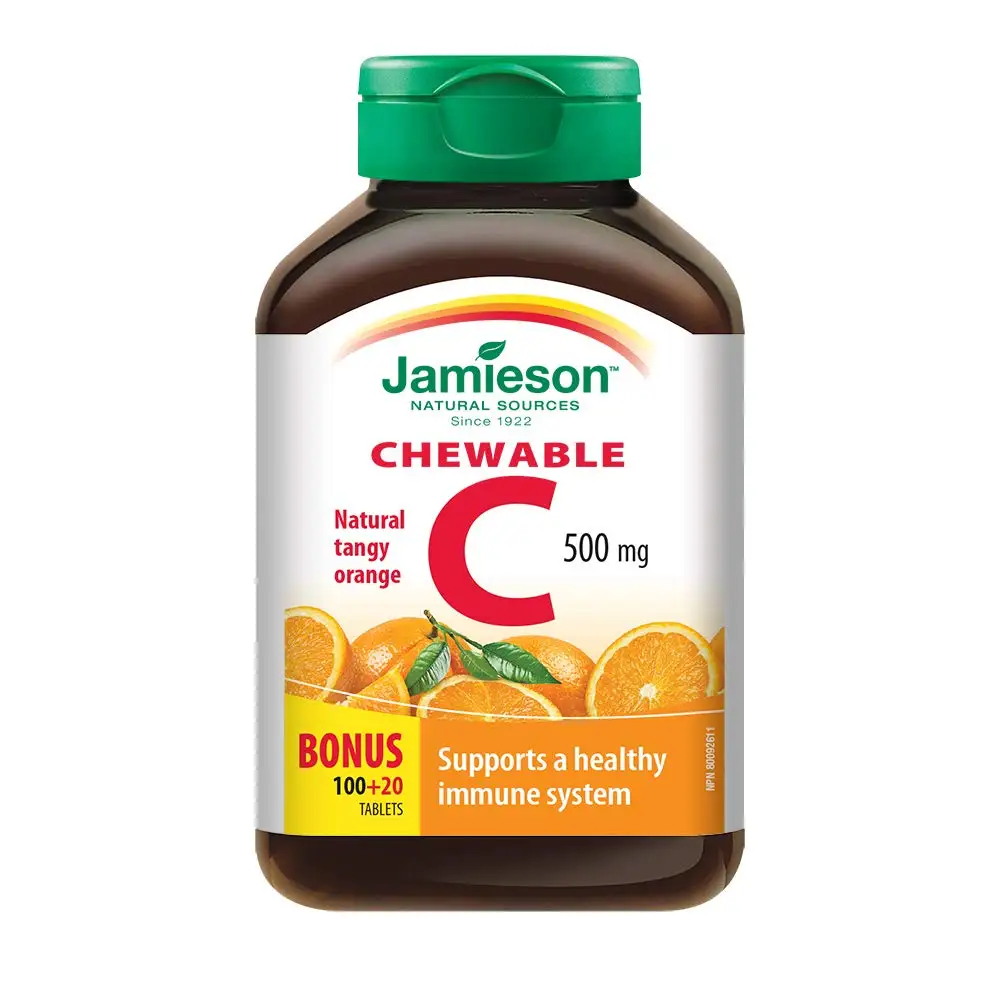 

Jamieson Canada Chewable Vitamin C 500 mg - Tangy Orange, 120 Count (Pack of 1)