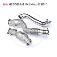 hmd exhaust assembly high flow performance downpipe for bmw m3 m4 competitio g80 g82 s58 engine 3 0t car accessories