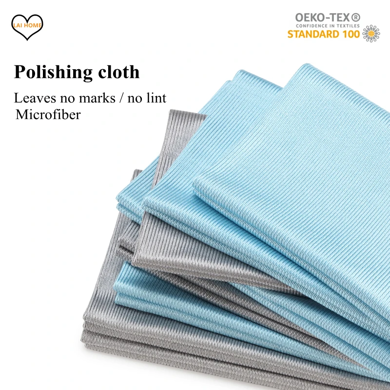 

6/5/3PCS Set Microfiber Glass Polishing Cloth No Lint Bathroom Towel Sanitary Towels No Traces Dishcloth Kitchen Household Items