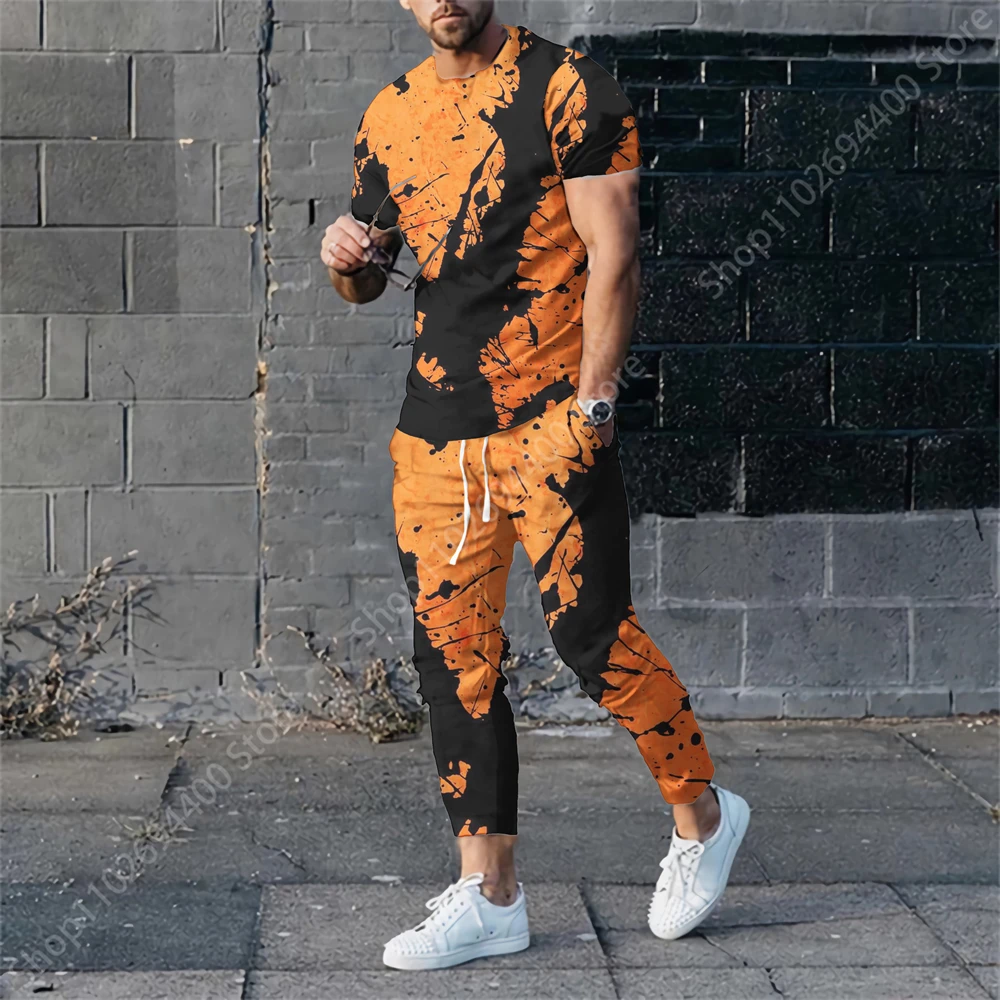 3D Printed Short Sleeve Suit Spring Men Tracksuit Set Jogger Clothing For Man Casual Tshirts+Trousers 2 Piece Outfits Streetwear