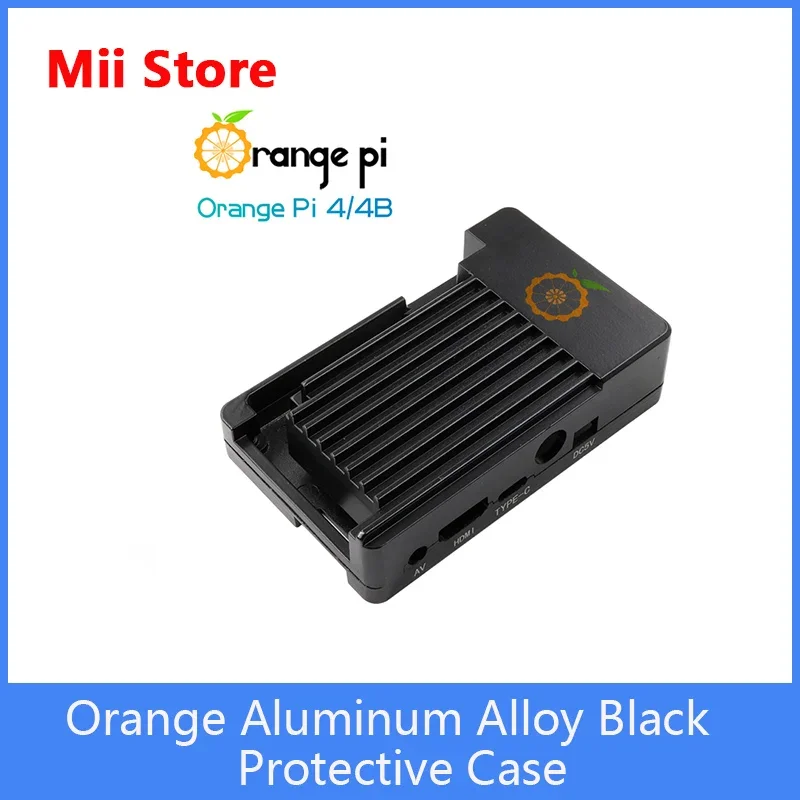 Черный защитный чехол из алюминиевого сплава Orange Pi 4/4B + антенна термопроводящий