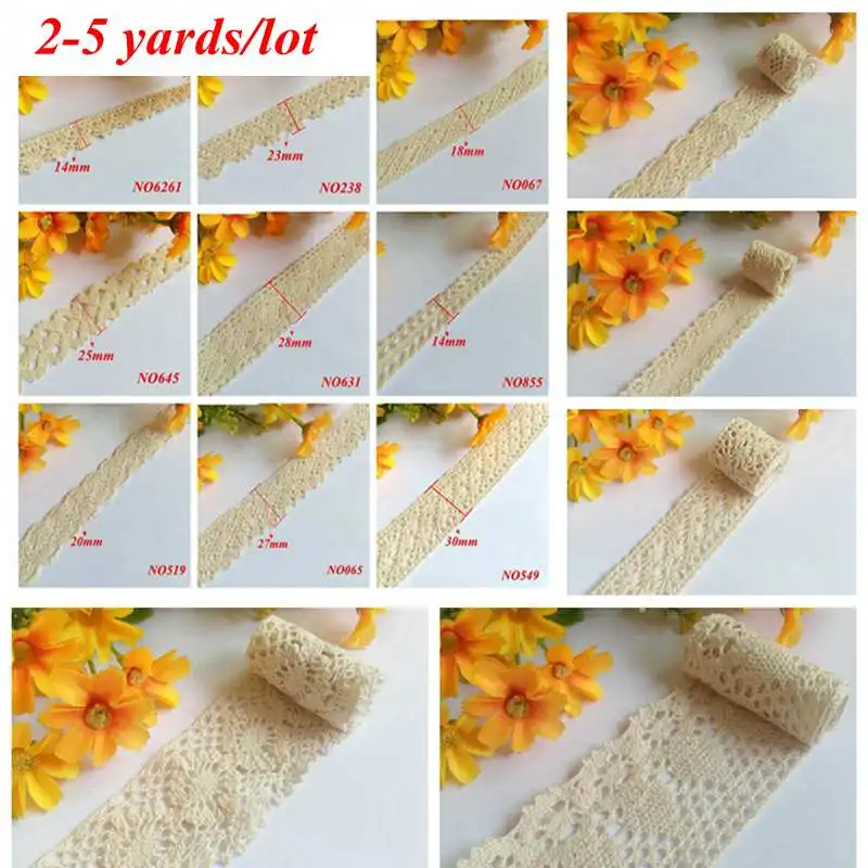 

2-5 Yards /lot Cotton lace Sewing Accessories craft Handmade for clothing bag wedding Christmas Scrapbooking H-2