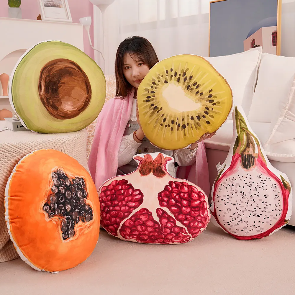 

Fruit Pillow Hand Warmer With Blanket Plush Stuffered Dolls Soft Feeling Creative 3D Soft Round Home Decorative Pillow