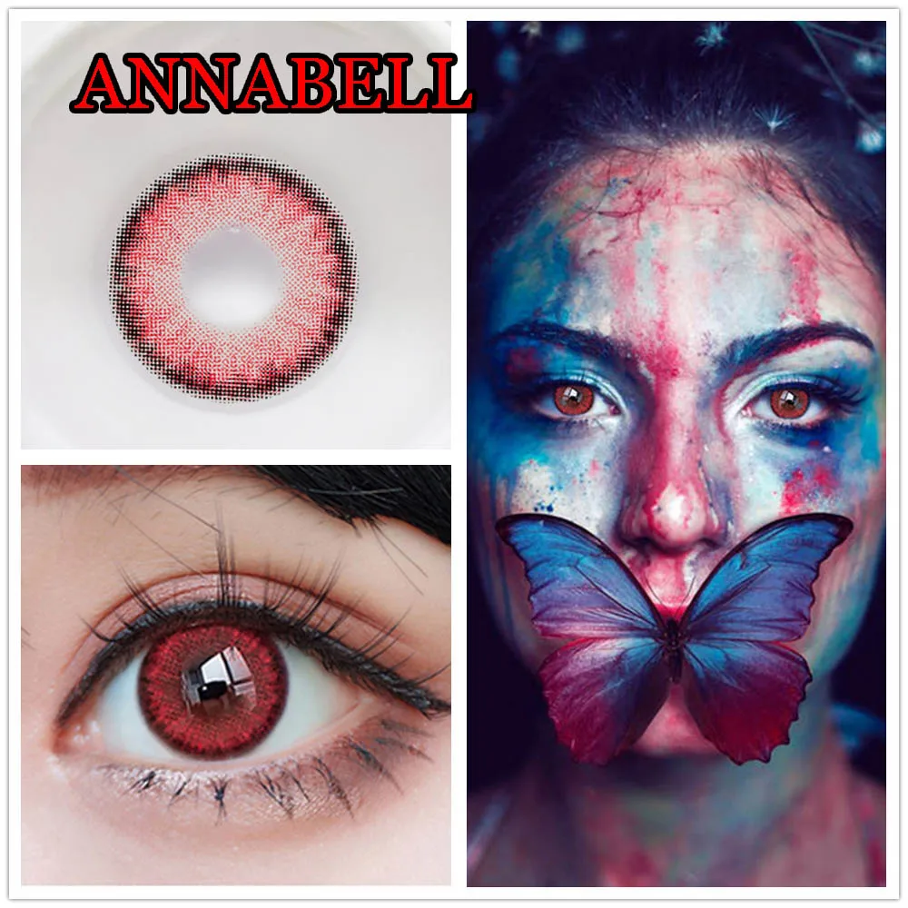 

Лидер продаж, цветные контакты для глаз 14,20 мм, модные аксессуары для аниме, инструмент для макияжа, лин, линзы шелковисто-красные