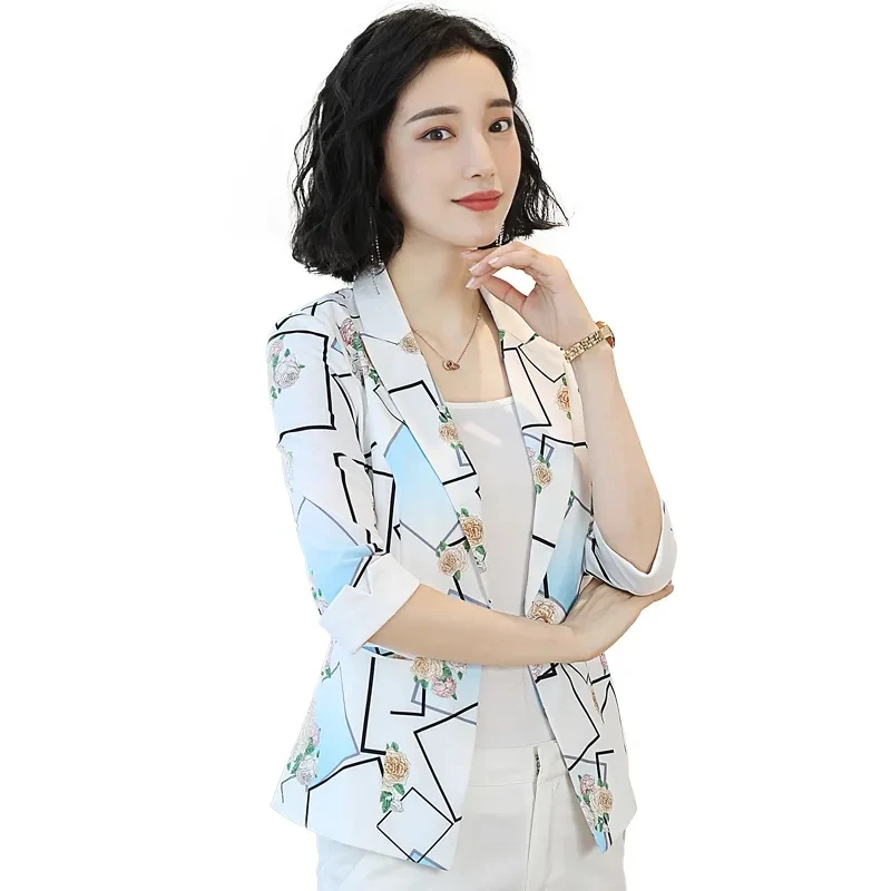 Пиджак женский короткий на одной пуговице Повседневная Уличная одежда с рукавом