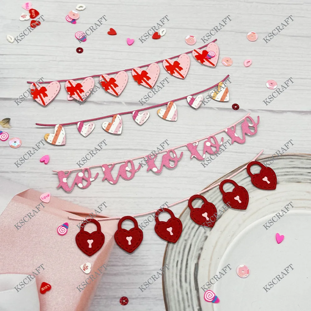 KSCRAFT гирлянды на день Святого Валентина трафареты для DIY скрапбукинга