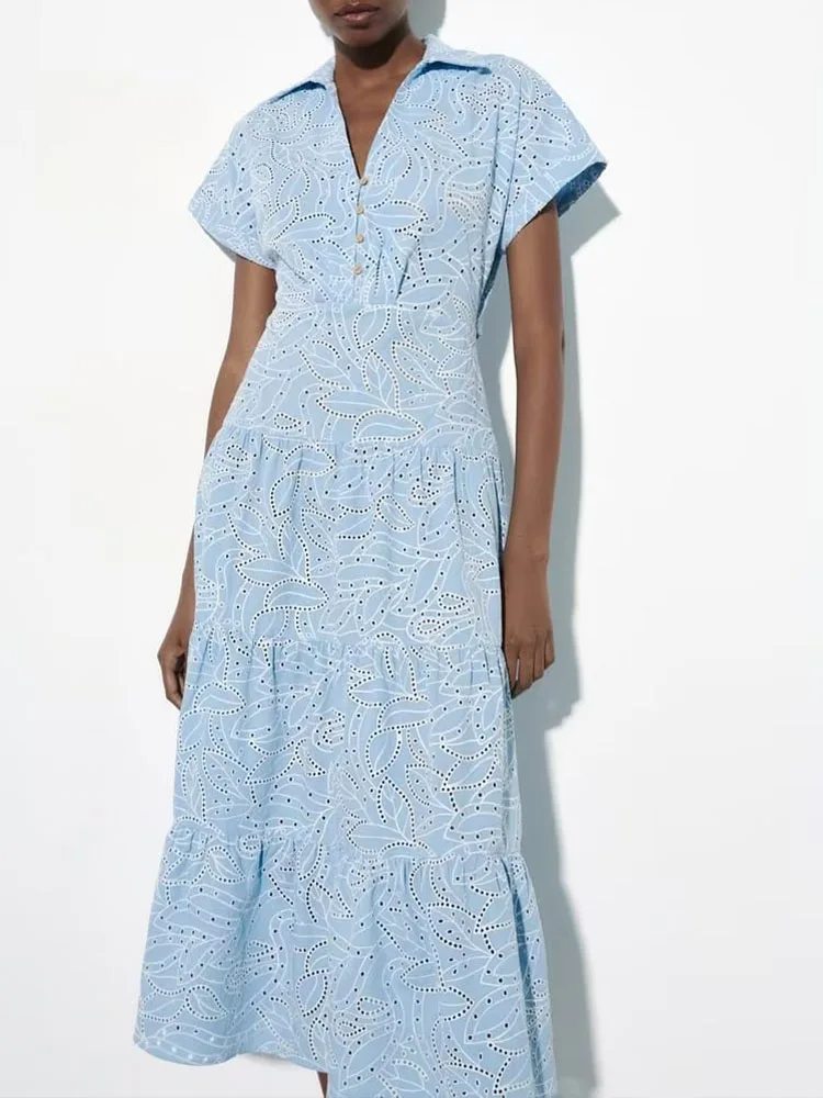 

Женская одежда в новом стиле, темпераментная, модная, повседневная, милая, тонкая, с отворотом, с коротким рукавом, с вышивкой, платье-рубашка