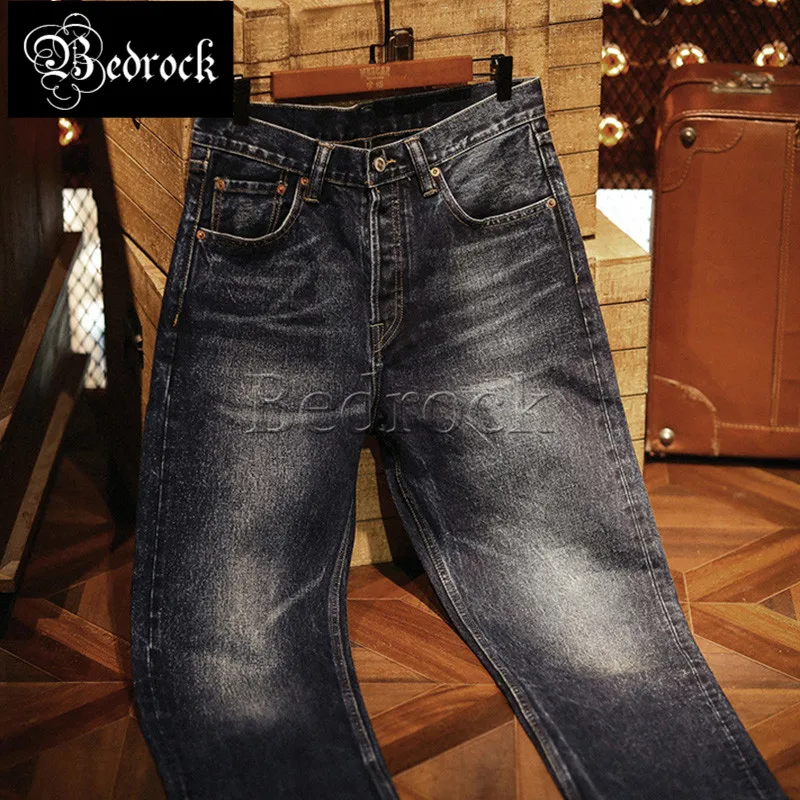 MBBCAR 16oz high quality featured double dyed thick selvedge jeans men vintage heavy raw denim one wash straight leg jeans 7393