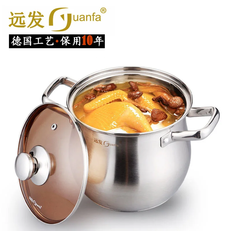 

German Quality Stainless Steel Thickened Double-eared Drum Type Anti-overflow Soup Pot Gas Induction Cooker Universal Pot 7.5L