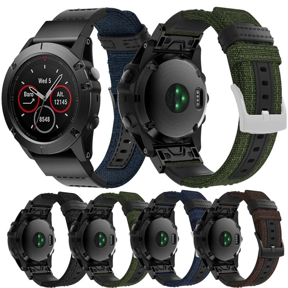 

Ремешок нейлоновый для наручных часов, быстросъемный браслет для Garmin Fenix 7X 6X Pro 7 6 5 Plus пособие Mk1 2 2i, 26 22 мм