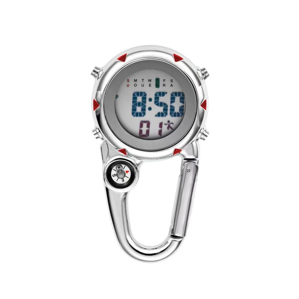 

Carabiner Clip Watches Clock Fashion Luminous Watch Men Compasses Week Display Mountaineering Clocks Hospital Gift