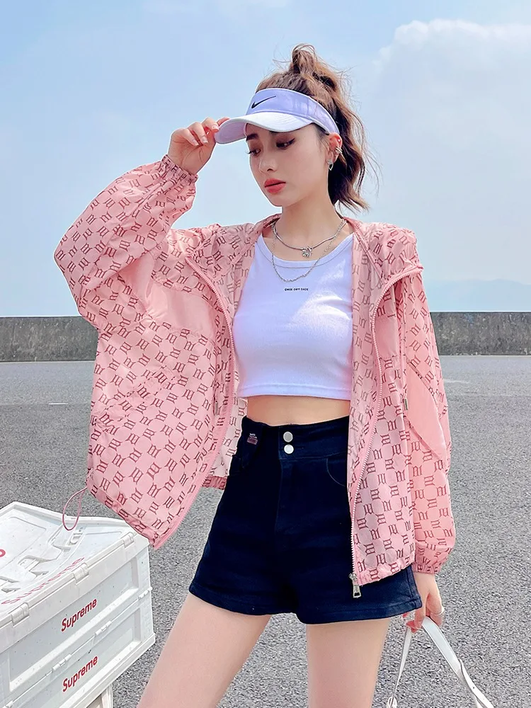 

Pink Sunscreen Clothing for Women's UV Protection and Breathable 2023 Summer New Sunscreen Clothing Fashion Sunscreen Shirt Thin