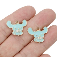 10pcs gold plated blue enamel dog charm pendant for jewelry making bracelet earrings necklace diy accessories craft