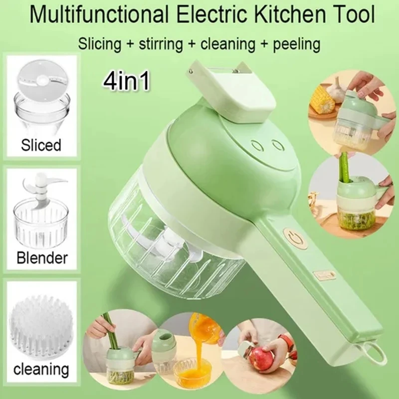 

4In1 Multifunctional Electric Vegetable Cutter Slicer Garlic Mud Masher Garlic Chopper Chili Crusher Pressing Mixer Machine