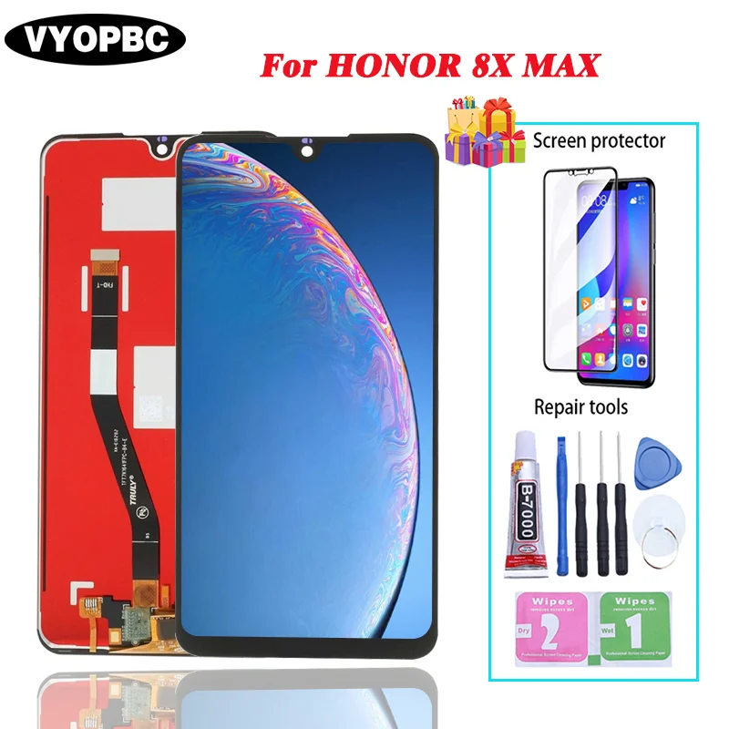 

Mobile Phone LCD Display Touch Screen With Frame7.12'' Original For Huawei Honor 8X Max Digitizer Assembly AL00 AL10