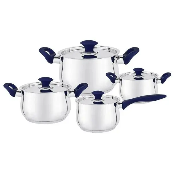 

New 4-Piece Cookware Set Stainless Steel，Blue