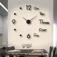 mute home wall clock 3d diy acrylic mirror stickers self adhesive for home decoration living room quartz needle hanging watch
