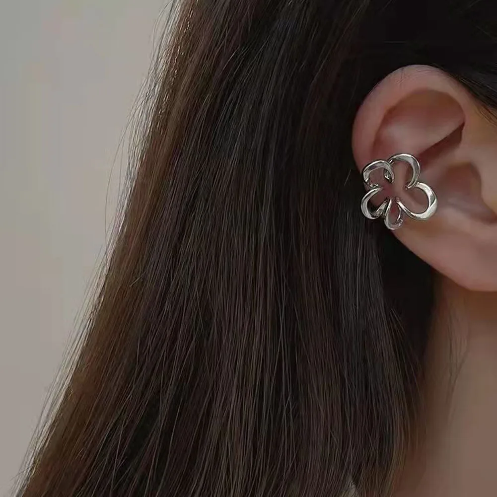 

Korean Fairy Clip Earrings For Women Goth Irregular Flower Metal Ear Cuffs Unusual Design No Piercing Earrings Aesthetic jewelry