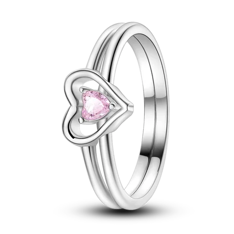 Женское кольцо из серебра 2024 пробы, с розовыми сердечками