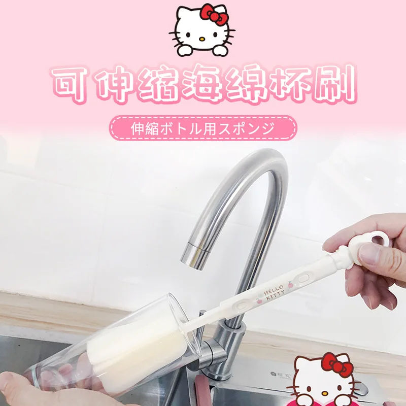 

Sanrio Hello Kitty Cartoon Retractable Sponge Cup Brush Girl Water Cup Vacuum Cup Cleaning Brush Cute Home Brush Office Brush
