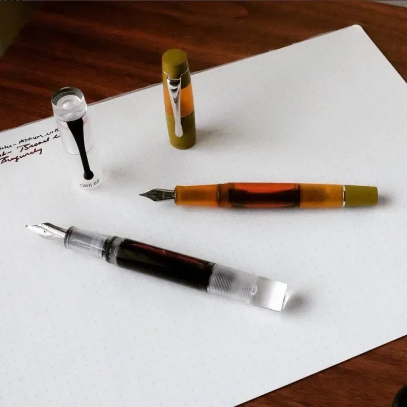 Фото Новая перьевая ручка OPUS 88 KOLORO из белой смолы, немецкое перо F M B 0.5MM 0.7MM 1.0MM, портативная золотая ручка, высококачественная канцелярская принадлежность для офиса №3