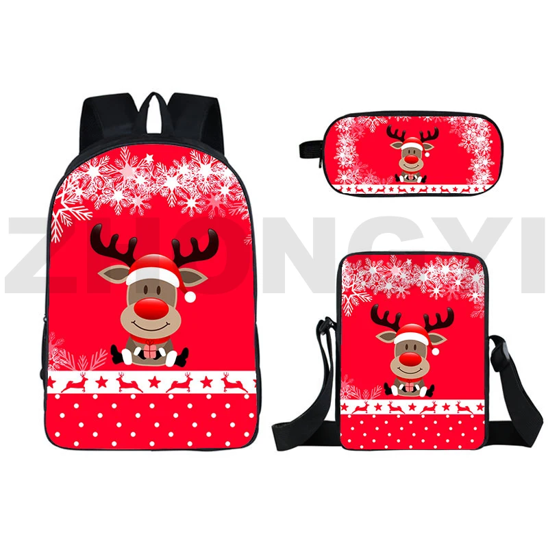 

2022 Merry Christmas 3D Backpacks 16 Inch Large Capacity College Teens Cartoon Bookbag Santa Claus Gift Anime Men Laptop Mochila