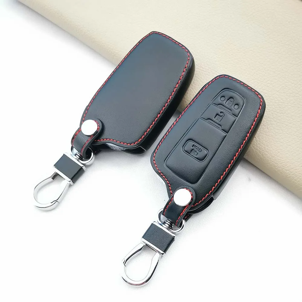 

Leather Key Case For Toyota Prius 20 Rav4 Camry 70 Chr C-HR Corolla 3Button Remote Key Holder Cover 2018 2019 2020 Accessories
