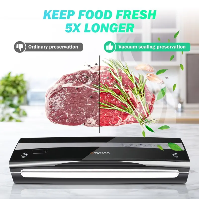 

Food Saver Vacuum Sealer Machine Home Sealing System Meal Fresh Saver Packing With Dry & Moist Food Modes & LED Indicator Lights