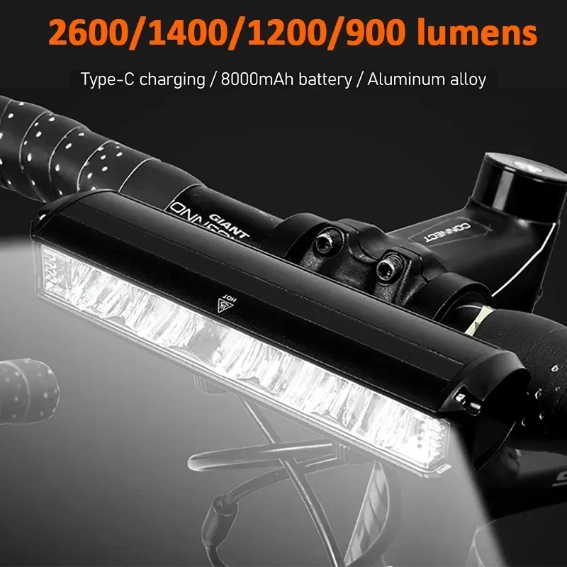 Фонарь передний велосипедный 8000 мАч 1400 лм с USB-зарядкой