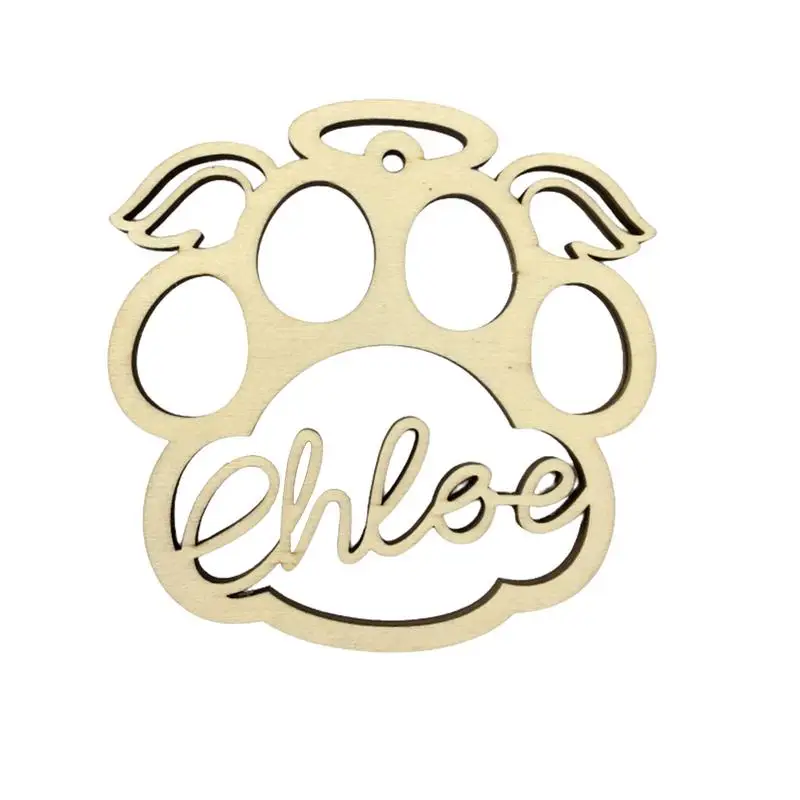 

Wooden Christmas Ornaments Simple Christmas Cat Dog Paw Pendant European-style Wood Art Animal Decor With Hollow Design For