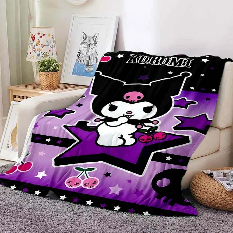 Модное одеяло Hello Kitty Kuromi для дивана мягкое Фланелевое пушистое покрывало